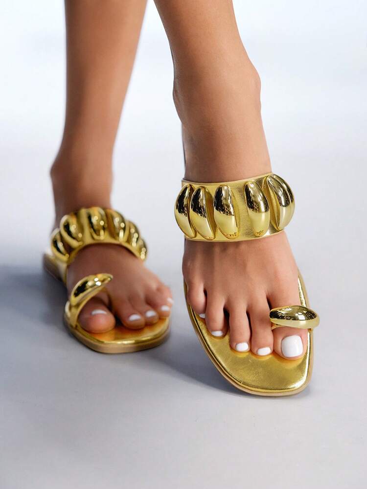 CUCCOO GRLICON Women's Flat Sandals, Y2K Style, Punk Rock, Biker, Cool Girl, Suitable For Halloween, Christmas, Party