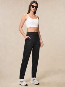 OutZeal Pantaloni da lavoro morbidi in modal con vita alta e gamba affusolata, con tasche laterali, per donna