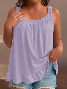 EMERY ROSE Plus Size Women Solid Color Pleated Casual Camisole