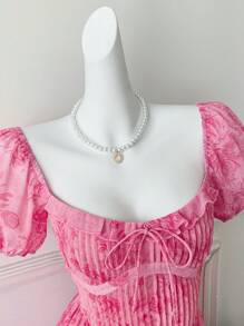 Comfortcana Abito elegante da donna a metà polpaccio con stampa floreale, estivo