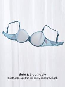 LUVLETTE 加无衬里半罩杯透气网眼透明透气基本款清爽舒适迷你文胸 - 霧霾藍 - 查看 8
