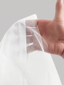 SHEIN MOD 女式白色细肩带蝴蝶结网眼泡泡裙、短款春季连衣裙、太阳裙 - 白色 - 查看 5