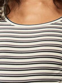 MISSGUIDED Combinaison-short à manches courtes en jersey côtelé, tenue décontractée d'été, short rayé pour le sport, la plage et les festivals à la mode - Multicolore - Voir 3