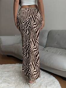 SHEIN SXY 女士休闲斑马条纹紧身长裙，适合夏季