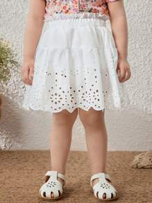 Blossori Short de niña bebé con borde de encaje blanco, elegante estilo francés, para primavera/verano - Blanco - Ver 6