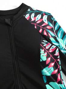 Swim Mulvari بوركيني مناسب للنساء بنمط طبعات استوائية متقاطعة، مناسب للأجازات والشاطئ