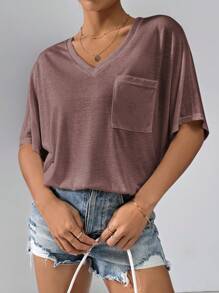 SHEIN Essnce T-shirt ample femme à manches chauve-souris, en fibre de bambou