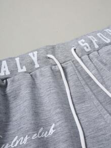 Manfinity Homme Men's Casual Grey Capri Pants With Italian Inspired Graphic Print And Pockets - Grey - View 5