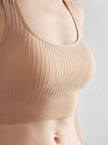 Ocili Áo hai dây liền mạch màu trơn cho nữ - Màu Khaki - Xem 5
