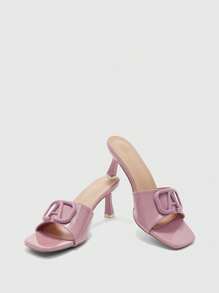 CUCCOO BIZCHIC New Arrival Silver Strap Transparent Crystal Rhinestone Embellished Sandals, Fairy Vibe - Pink - View 9