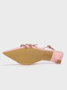 CUCCOO BIZCHIC Women's Pointed Toe High Heel Slip-On Low Vamp Backstrap Party Shoes, Summer & Spring For Christmas - Pink - View 4