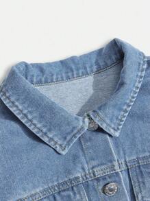 SHEIN Tween Girls Denim Two Pieces Outfits - Light Wash - View 7