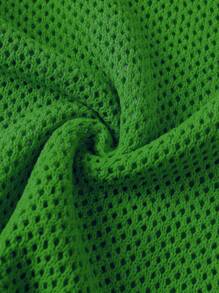 ROMWE MEN Prep Men's Digit Pattern Casual Knitted Polo Shirt, Short Sleeve - Green - View 7