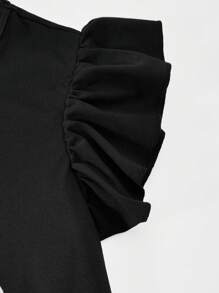 SHEIN Explorewe 2pcs/Set Spring/Summer Tween Girls " Me" Anime Print Cap Sleeve T-Shirt And Ombre Pleated Skirt, Suitable For Daily, Commute, Casual, Gathering With Friends - Black - View 6