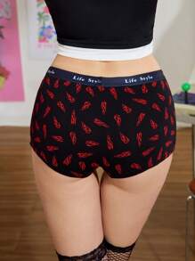 NotGurli Ropa interior tipo panties suave y linda con estampado de cerezas para mujer