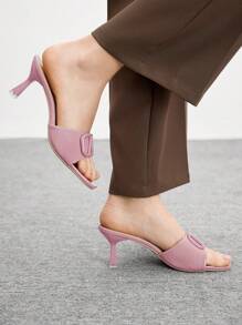 CUCCOO BIZCHIC New Arrival Silver Strap Transparent Crystal Rhinestone Embellished Sandals, Fairy Vibe - Pink - View 5