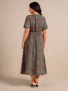 Elaquor 女士花卉印花短袖夏季连衣裙 - 彩色 - 查看 2