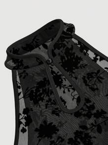 SHEIN MOD Áo sườn xám cổ trong suốt phong cách Trung Hoa mới cho nữ - màu đen - Xem 3