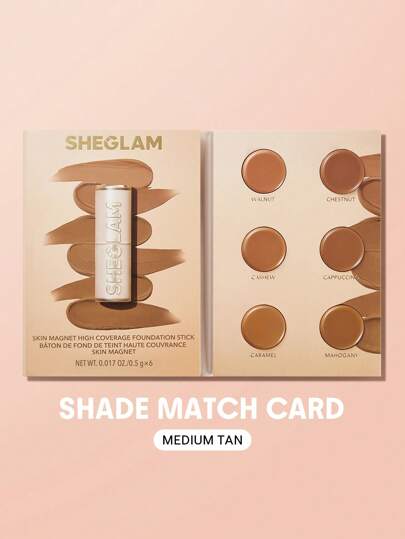 SHEGLAM Base De Maquillaje En Barra De Alta Cobertura Skin Magnet, Bronceado Medio, De Larga DuracióN, Sin Poros, Impecable, FáCil De Usar, Cobertura Total, Muestra De Base De Maquillaje En Barra, Resistente Al Sudor, Liviana, Libre De Crueldad Animal, Suave, Acabado Natural Similar A La Piel, Transpirable, Muestra De Base De Maquillaje, FóRmula Suave, Base De Maquillaje Marca Belleza Maquillaje CosméTico Para Mujeres NiñAs Perfecto Para OtoñO Invierno Ideal Para Y2K Elegante Moda Adecuado Para CumpleañOs Navidad Presente Fiesta Listo Mejor Color
