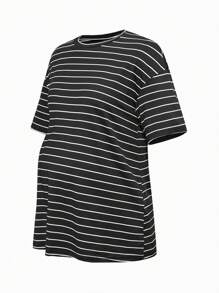 Modmama Gói 2 chiếc áo phông trơn màu + sọc cho bà bầu - màu đen - Xem 9