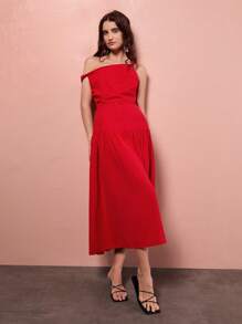 Maija 2025 Summer New Wedding Guest Modern Elegant Brunch, Airport, Boho Vacation, Music Festival, Easter, Graduation Casual 2 In 1 Button Tie-Dye Detachable Dress, Versatile Design For Party, Date Night, Scenes