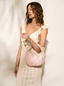 SHECARRY Women's Fashionable & Elegant Rhinestone Fishnet Clutch