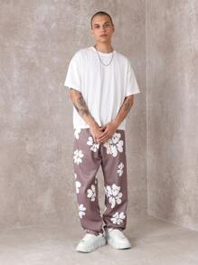 SUMWON Pantalones de chándal con estampado floral, cintura elástica, pantalones cómodos de estar en casa, pantalones deportivos, ropa de calle perfecta para uso casual en primavera y verano