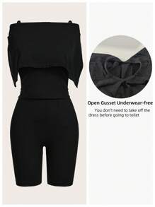 Sirith Seamless Knit Sexy Deep V-Neck Dress ,Bodycon Dress - Black - View 2