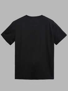 Manfinity Dauomo Men's Personalized Bull Head Print Short Sleeve T-Shirt, Versatile Summer - Black - View 2