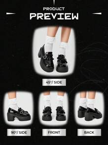 ROMWE Kawaii Petite High Platform Round Toe Chunky Heel Mary Jane Shoes For Christmas And New Year Holiday Vibe Fall And Winter Valentines Spring Shoes