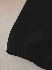 Franclia 优雅无袖弹性下摆宽松 V 领抽绳纹理编织白色女式衬衫，春夏 - 黑色 - 查看 4