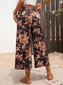 Breezaya Summer Floral Print Elastic Waist Loose Casual Capri Pants - Multicolor - View 2