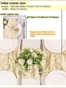 1 pieza/6 piezas Mantilla de mesa y servilletas de tela de queso de 35*71/118/157 Pulgadas en beige, Mantilla de mesa de gasa de estilo bohemio, Mantilla de mesa transparente rústica, Onda adecuada para decoración de boda, arco de jardín, fiesta de duchas nupciales, perfecta para boda, festival, Día de San Valentín, fiestas, decoración del hogar (Disponible en varios colores) - Beis - Ver 4