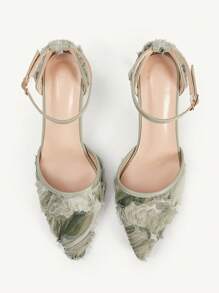 CUCCOO CHICEST Green Stiletto High Heel Sexy Lace Net Versatile Ankle Strap Pointed Toe Hollow-Out High Heel Pumps For Women For Christmas - Green - View 6