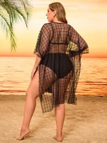 Swim Lushoire كيمونو بخامة الشبكة مرقع بالكروشيه للمقاسات الكبيرة للاستخدام في الإجازات - متعدد الألوان - مشاهدة 2