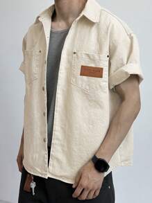 DAZY Camisa de mezclilla de verano para hombre con etiqueta