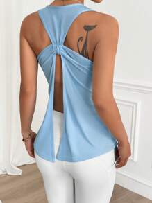 Easithlete Women Solid Color Button Decor Daily Fitness Sports Vest