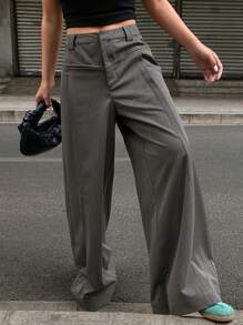 Livesso Pantaloni lunghi casual da donna di colore unito, adatti per l'ufficio, nuovi arrivi estivi