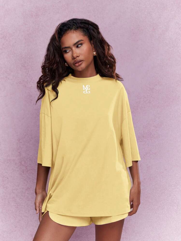 MISSGUIDED 오버사이즈 드롭 숄더 T셔츠 편안한 핏 라운지웨어 주말 캐주얼 여름 봄 어반 스트리트웨어 베이직 필수품