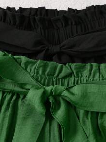 Chiquease Quần short túi giấy cạp cao Relaxiva màu trơn thường ngày/đi làm/ngày lễ - Nhiều màu - Xem 3