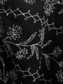 CottageSlumber Women's Wisteria Flower Print Ruffle Trim Bow Decor Nightgown Babydoll Holiday Season - Black - View 7