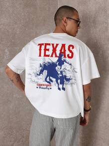 Sumwon Ranch Cowboy T-Shirt Graphic Western Rodeo Style Casual Summer Tee Bronco Rider Print Boxy Urban Streetwear Ranch Life Inspired - White - View 5