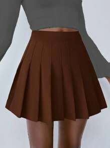 Lumivelle Gonna plissettata in tinta unita da donna, stile casual Y2K da scuola, elegante per appuntamenti e ufficio, adatta per primavera ed estate