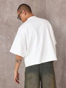 SUMWON Boxy Fit Elbow Sleeve T-Shirt Modern Streetwear Urban Basic Essential Oversized Athletic Tee Casual Everyday Wear Spring Summer Top Premium Minimalist Design