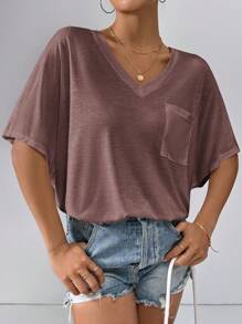 SHEIN Essnce T-shirt ample femme à manches chauve-souris, en fibre de bambou