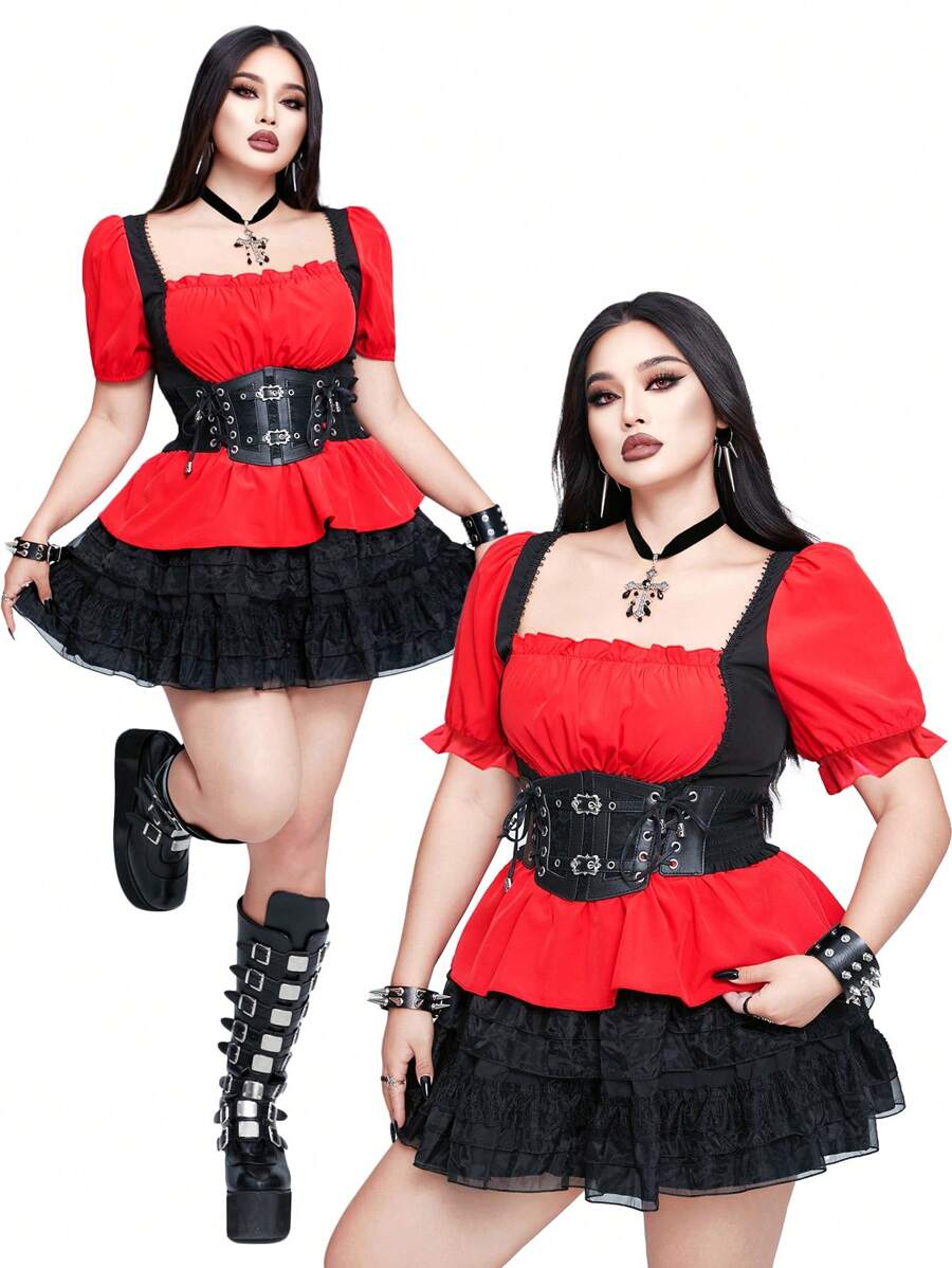 Whyspr Áo cánh Punk Rave tông màu tối giản dị, đơn giản và thời trang, phù hợp cho mùa hè - Nhiều màu - Xem 1