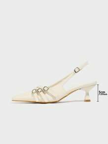 CUCCOO BIZCHIC Sepatu Pesta Wanita Ujung Lancip Model Slip-On Hak Tinggi Stiletto untuk Musim Panas/Semi - Krem - View 3