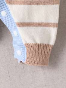 SHEIN Vintaside Kids Baby Boy Cute Fashionable Versatile Colorblock Striped Knitted Jumpsuit Baby Unisex Clothes Unisex Baby Clothes Newborn Newborn Baby Clothes Unisex Newborn Baby Clothing Baby Unisex Clothes Newborn