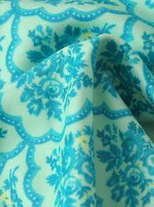 Swim Mod Springbreak Women Beachwear Random Floral Print Spaghetti Strap Top And High Cut Bikini Bottom Set For Summer Beach Vacation - Multicolor - View 6