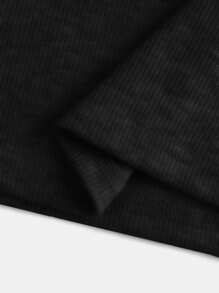 SHEIN Girlism Teen Girls' Black Contrast Collar And Lace Trim Fitted T-Shirt - Black - View 3